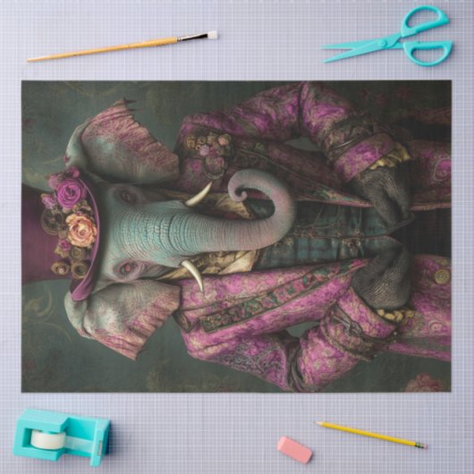 Decoupage Whimsical Fantasy Elephant Steampunk Tissuepapier (Craft)