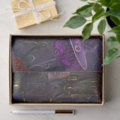 Decoupage Whimsical Fantasy Paarse Kat met Pet Tissuepapier (Geschenk)