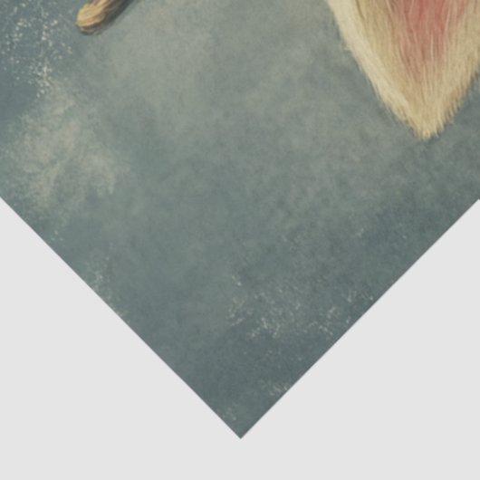 Decoupage Whimsical Fawn met Kerstmis Tissuepapier (Detail)