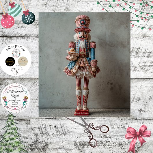 Decoupage Whimsical Festive Nutcracker  Tissuepapier