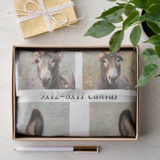 Decoupage Whimsical Floral Donkey Rustic Artwork Tissuepapier (Geschenk)