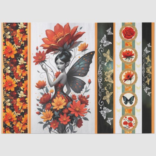 Decoupage Whimsical Flower Fairy Seidenpapier Tissuepapier (Voorkant)