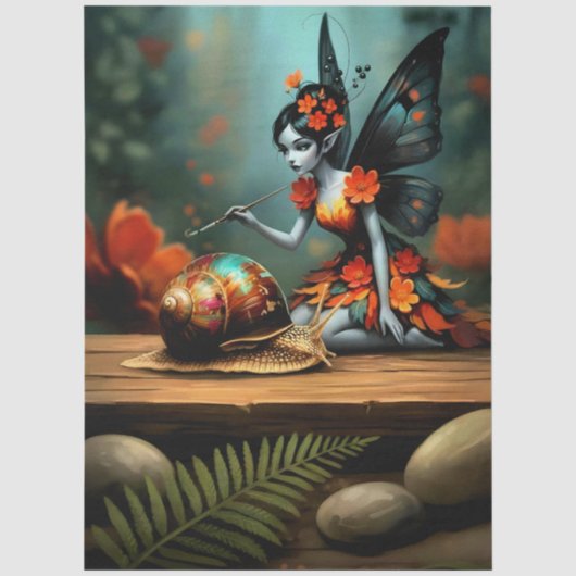 Decoupage Whimsical Flower Fairy Seidenpapier Tissuepapier (Voorkant)