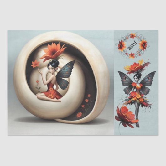 Decoupage Whimsical Flower Fairy Tissuepapier (Voorkant)