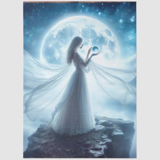 Decoupage Whimsical Full Moon Witchy Woman  Tissuepapier (Voorkant)