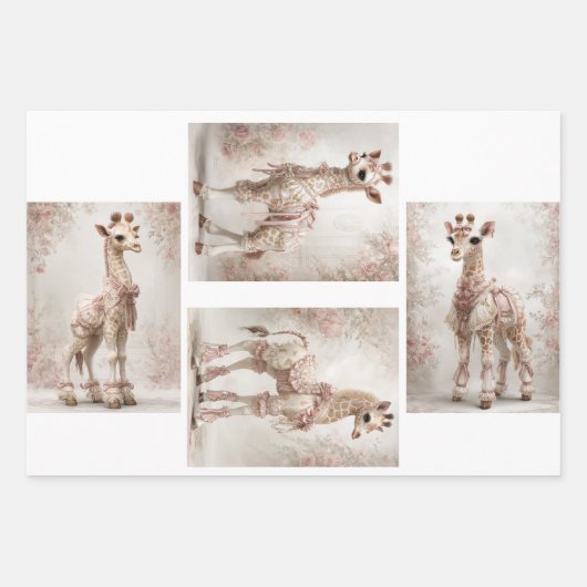 Decoupage Whimsical Giraffe Pink Scrapbooking Inpakpapier Vel (Voorkant)