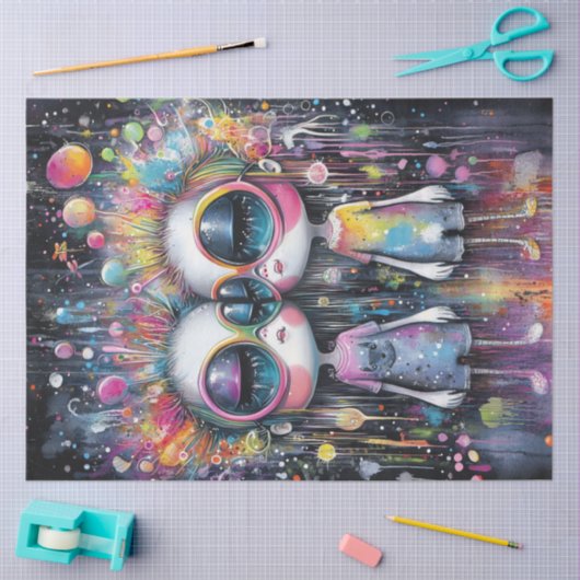 Decoupage Whimsical Girl Bubble Personages Tissuepapier (Craft)