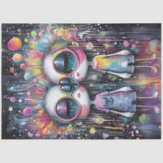 Decoupage Whimsical Girl Bubble Personages Tissuepapier (Voorkant)