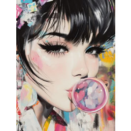 Decoupage Whimsical Girl & Her Bubble Gum Herinner Tissuepapier