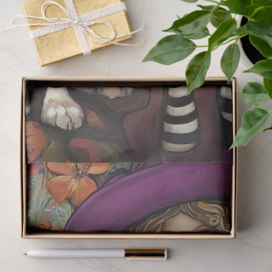 Decoupage Whimsical Girl Violet & Poedel Sneeuwbal Tissuepapier (Geschenk)