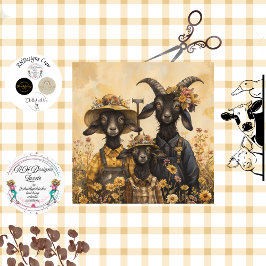 Decoupage Whimsical Goat Family Boeren Tissuepapier
