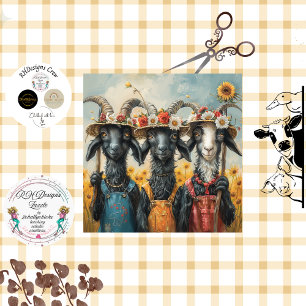 Decoupage Whimsical Goat Farming Sisters Tissuepapier