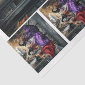 Decoupage Whimsical Halloween Witches 11x14 Canvas Tissuepapier (Detail)