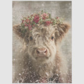 Decoupage Whimsical Highland Calf Floral Crown  Tissuepapier (Voorkant)