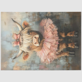 Decoupage Whimsical Highland Calf Pink Tutu Tissuepapier