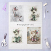 Decoupage Whimsical Highland Calves and Cats Tissuepapier (Craft)