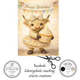 Decoupage Whimsical Highland Cupcake Birthday  Tissuepapier