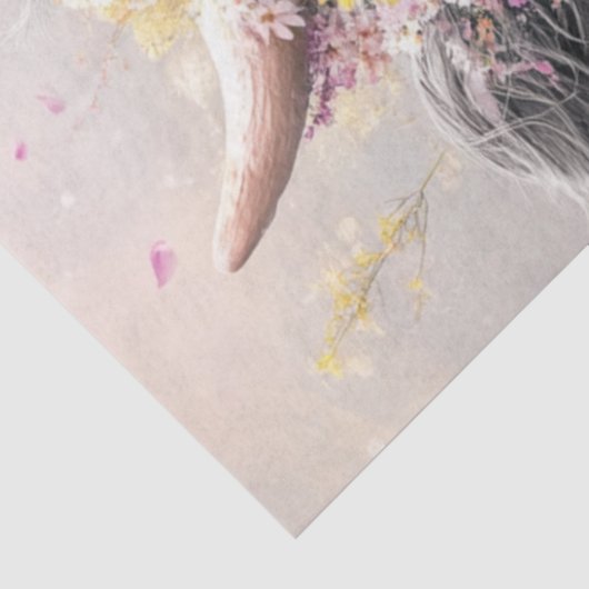 Decoupage Whimsical Highland Koe Bloemenkroon Tissuepapier (Detail)