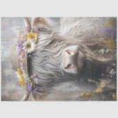 Decoupage Whimsical Highland Koe Flower Pet Tissuepapier (Voorkant)