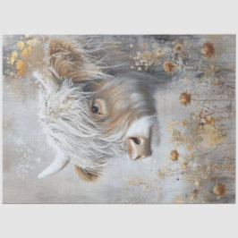 Decoupage Whimsical Highland Koe Flowers Tissuepapier