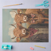 Decoupage Whimsical Highland Koe Paar Tissuepapier (Craft)