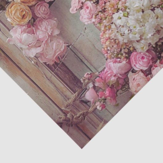 Decoupage Whimsical Highland Koe Roze Bloemenwinke Tissuepapier (Detail)