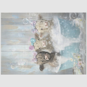 Decoupage Whimsical Highland Koeien Bubble Bath Tissuepapier