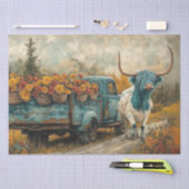 Decoupage Whimsical Highland Longhorn & Flowers Tissuepapier (Craft)