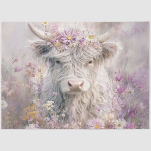 Decoupage Whimsical Highland Roze Lila Bloemen Tissuepapier (Voorkant)