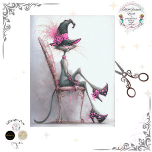 Decoupage Whimsical Kat Heks Hoge Hakken Catwalk  Tissuepapier