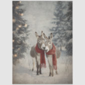 Decoupage Whimsical Kerst Ezel Rode Sjaals Tissuepapier (Voorkant)