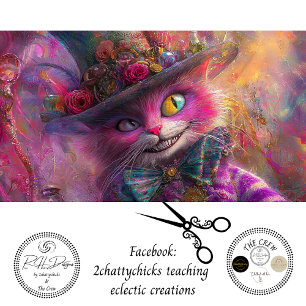 Decoupage Whimsical Kleurrijke Gekke Oog Kat in ee Tissuepapier