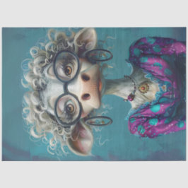 Decoupage Whimsical Lady Koe komisch Tissuepapier