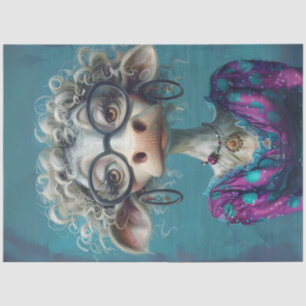 Decoupage Whimsical Lady Koe komisch Tissuepapier