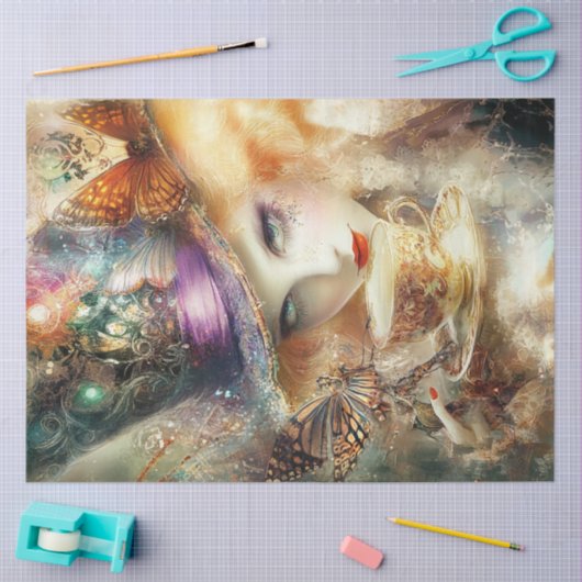 Decoupage Whimsical Lady Tea Time Adventures Tissuepapier (Craft)