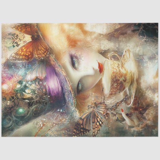 Decoupage Whimsical Lady Tea Time Adventures Tissuepapier (Voorkant)