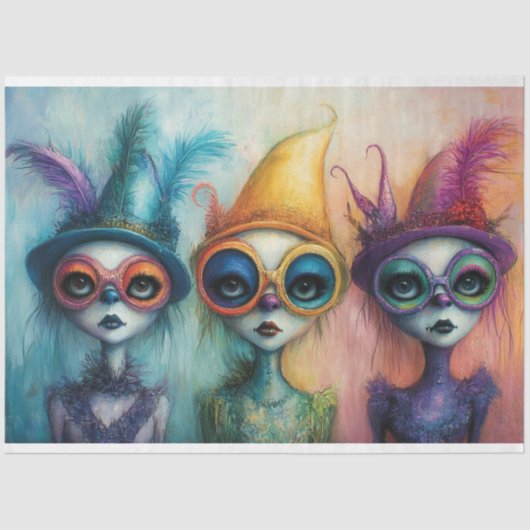 Decoupage Whimsical Lady Trio uit Whimsyville Tissuepapier (Voorkant)