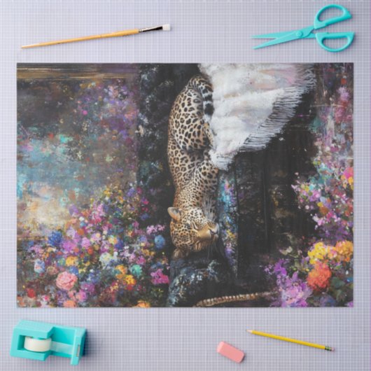 Decoupage Whimsical Leopard Lounging in Luxury Tissuepapier (Craft)