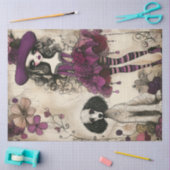 Decoupage Whimsical Little Paarse Girl & Poedel Tissuepapier (Craft)