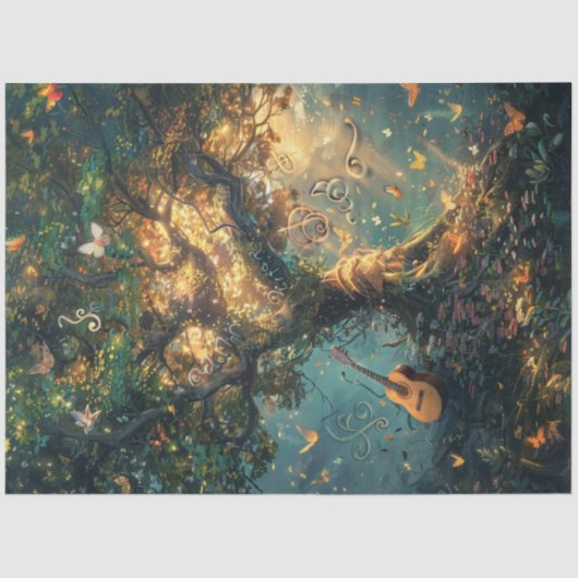 Decoupage Whimsical Magical Musical Tree Tissuepapier (Voorkant)