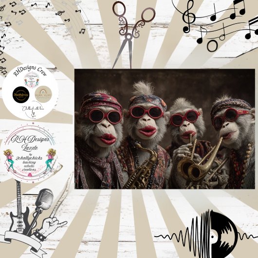Decoupage Whimsical Monkey Manjo Jazzband Tissuepapier