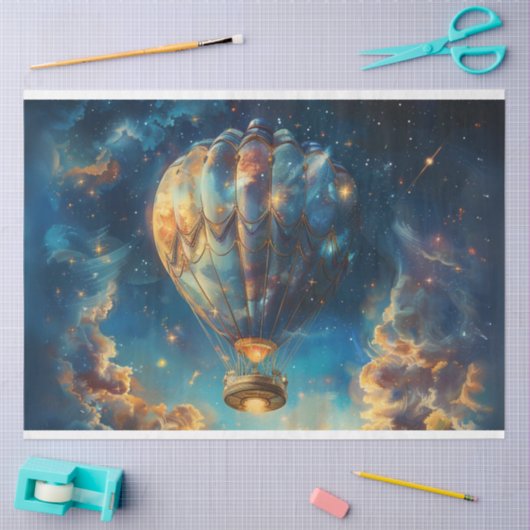 Decoupage Whimsical Night Sky Hete Luchtballon Tissuepapier (Craft)