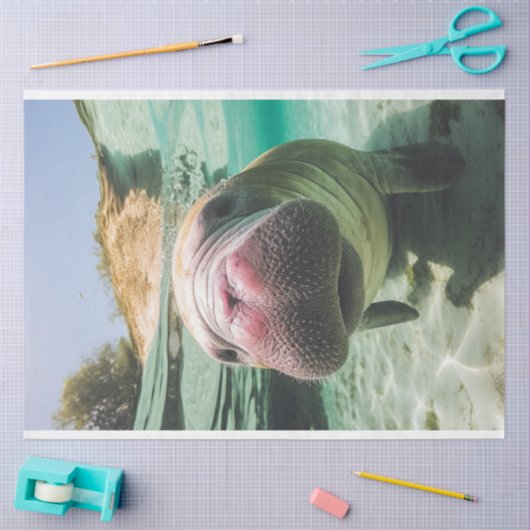 Decoupage Whimsical Ocean Noisy Manatee Tissuepapier (Craft)