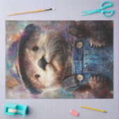 Decoupage Whimsical Otter Denim Revisies Tissuepapier (Craft)