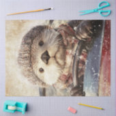Decoupage Whimsical Otter in Pet Rijdende Auto Tissuepapier (Craft)