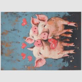 Decoupage Whimsical Painting Valentijn 3 Pigs Tissuepapier