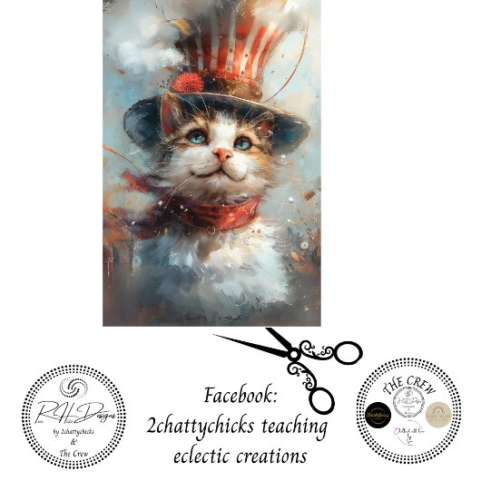 Decoupage Whimsical Patriottische Pootjes De Kat Tissuepapier
