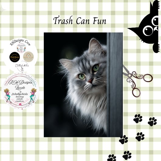 Decoupage Whimsical Persian Gray White Cat Tissuepapier