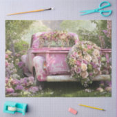 Decoupage Whimsical Pink  Truck & Flowers Tissuepapier (Craft)