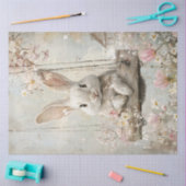 Decoupage Whimsical Rabbit Swinging Cottage Charm Tissuepapier (Craft)